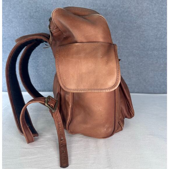 VTG Dilana Design Coll. Genuine Leather Backpack Travel Top Zipper Retro BOHO - Picture 4 of 15